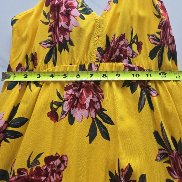 Pacific Vibes Floral Yellow Pink Hi-Lo Maxi Dress Size L Boho Feminine Beachy - Picture 9 of 13